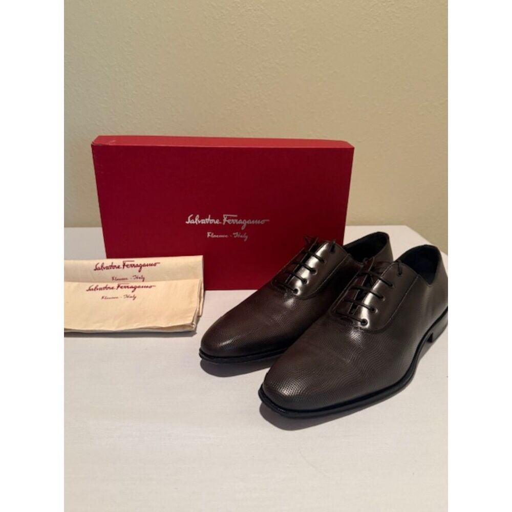 Salvatore Ferragamo Nail Head Dark Silver Men's Shoes